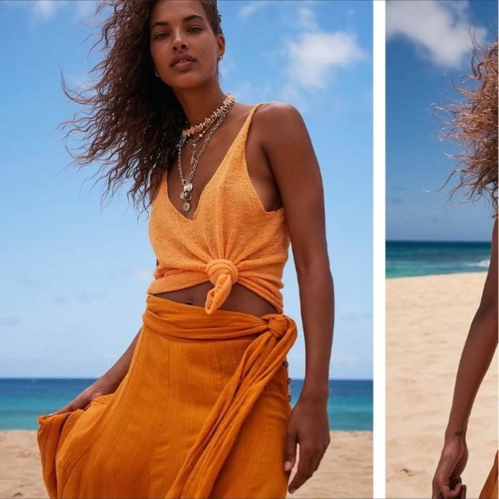 Free People Beach Boucle Sweater Tank Orange